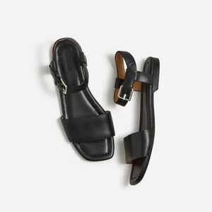 Madewell The Karla Ankle Strap Sandal in Black Leather Womens 8